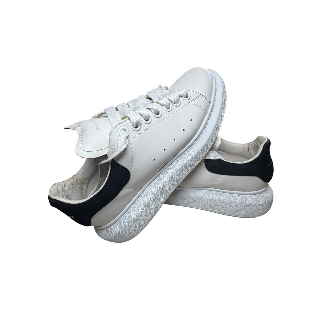 Alexander McQueen White Leather Sneakers with Black Heel - Picture 3 of 16